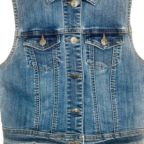 cropped sleeveless denim vest  women size med BEAUTIFUL - Picture 8 of 15